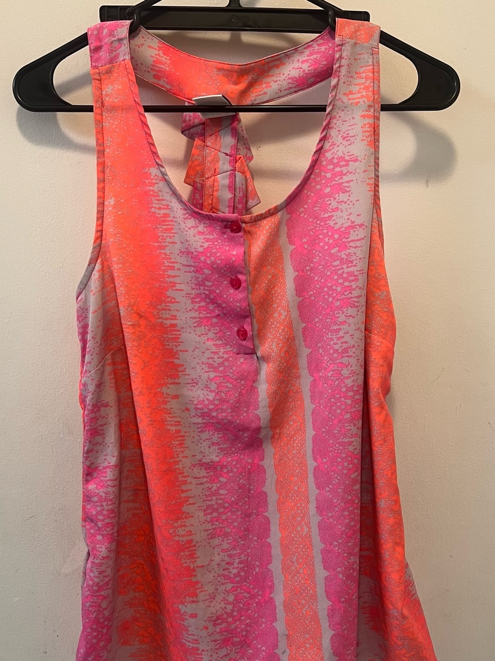 Vero Moda Pink & Coral Striped Tie-Back Tank